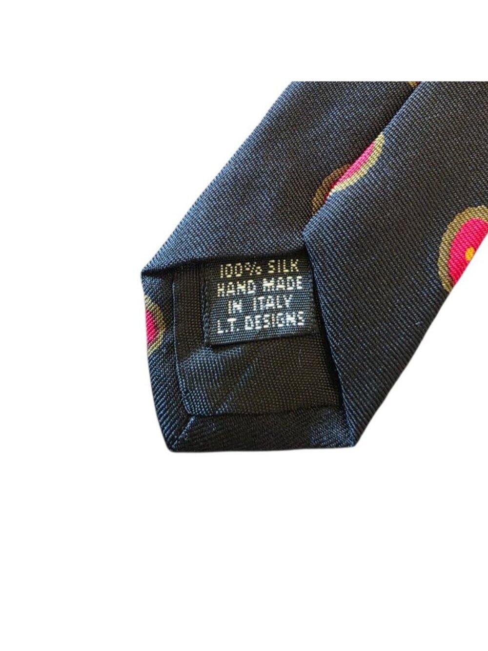 Private Stock Italian Silk Tie Vintage Black Red Gold Medallion Geometric Luxury - Picture 11 of 11